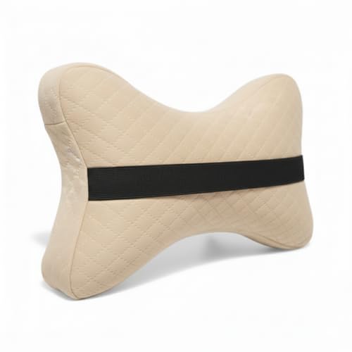 Image of Velvet Soft car Neck Pillow for Travel, Travel Memory Foam Rest Pillow /Cushion Set of Pillows Compatible with All Cars - Pack of 2 Pieces (Memory Foam Beige)