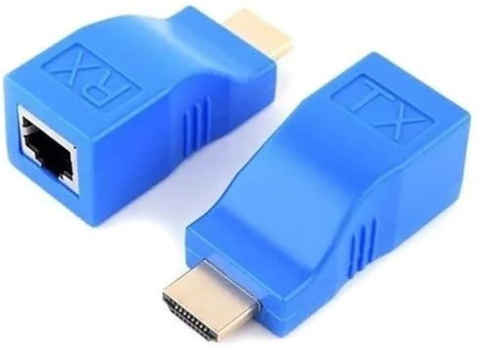 Extensor HDMI Via Cabo de Rede, Conversor RJ45 Cat5e/Cat6 4K, Compatível com TV, Monitor, Projetor, PlayStation, Xbox, Alcance 30m