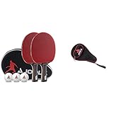 JOOLA Tischtennis Set Duo PRO 2 Tischtennisschläger + 3 Tischtennisbälle + Tischtennishülle, rot/schwarz, 6-teilig & Unisex – Erwachsene Schlägerhülle-80502 Schlägerhülle, RED, One Size