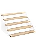 BYCY Wood Display Stand 5 Tier Clear Acrylic Display Shelf Riser for Perfumes Pop Figures Jewelry Cupcake Spice Desserts (1 Pack)