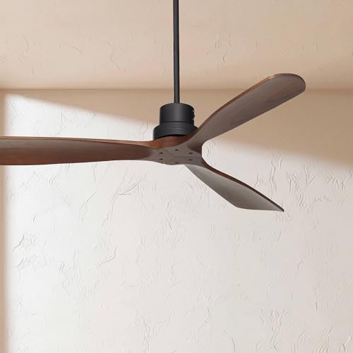 Casa Vieja 52' Delta-Wing DC Modern Industrial Indoor Outdoor Ceiling Fan with Remote Control Matte Black Dark Walnut Damp Rated for Living Room Patio Exterior Home Porch Gazebo Includes 6' Downrod