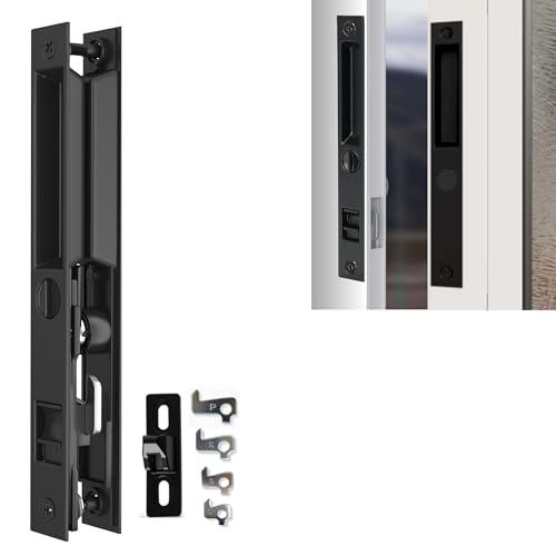 T-HAKEN Sliding Glass Door Set, 6-5/8", Black - Patio Door Handle Replacement Thick Used on Both Left and Right-Handed. (No Keyed)