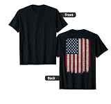 American Flag Vintage Distressed Design on Back USA Gift T-Shirt