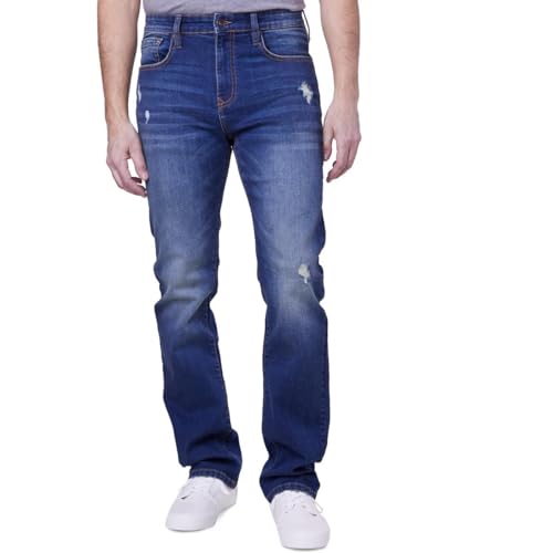 LAZER Mens Denim Distressed Straight Leg Jeans Blue 31/32, David