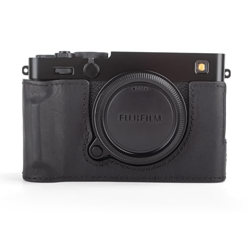 Housse pour Fuji X-E5 fini les blocages batterie avec ce demi-étui noir MUZIRI KINOKOO