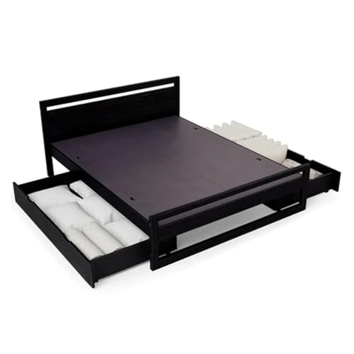 Image of Torque Mathew Engineered Wood Queen Size Bed with Storage Drawer - Brown | Wooden Palang Diwan Cot for Living Room Furniture | Double Bed for Sleeping