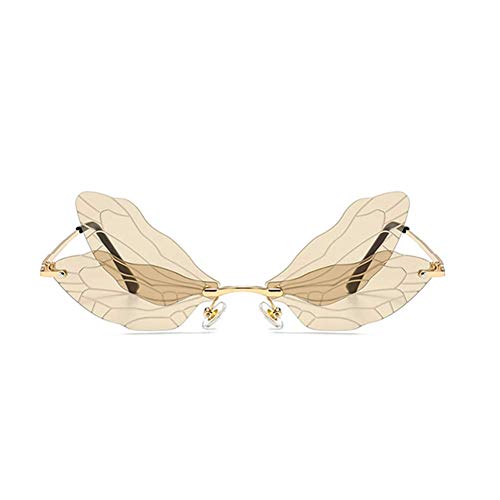 Image of ENTHYI Dragonfly Wing Shape Sunglasses for Women /Men Frameless Irregular Glasses Shades Party Sun Glasses