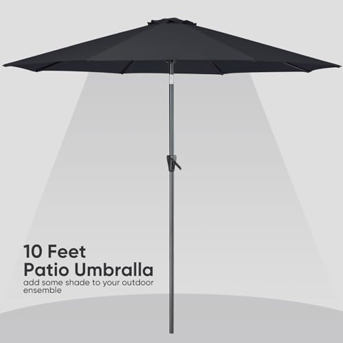 Image of Tempera Patio Market Outdoor Table Umbrella with Push Button Tilt and Crank, Large Sun Umbrella with Sturdy Pole & Fade Resistant Canopy, Easy to Set