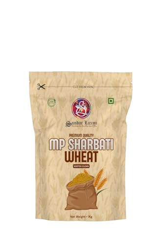 Image of SundarLaxmi MP Sharbati Wheat Fresh from Farms - 1kg | Gehu | Sortex Clean