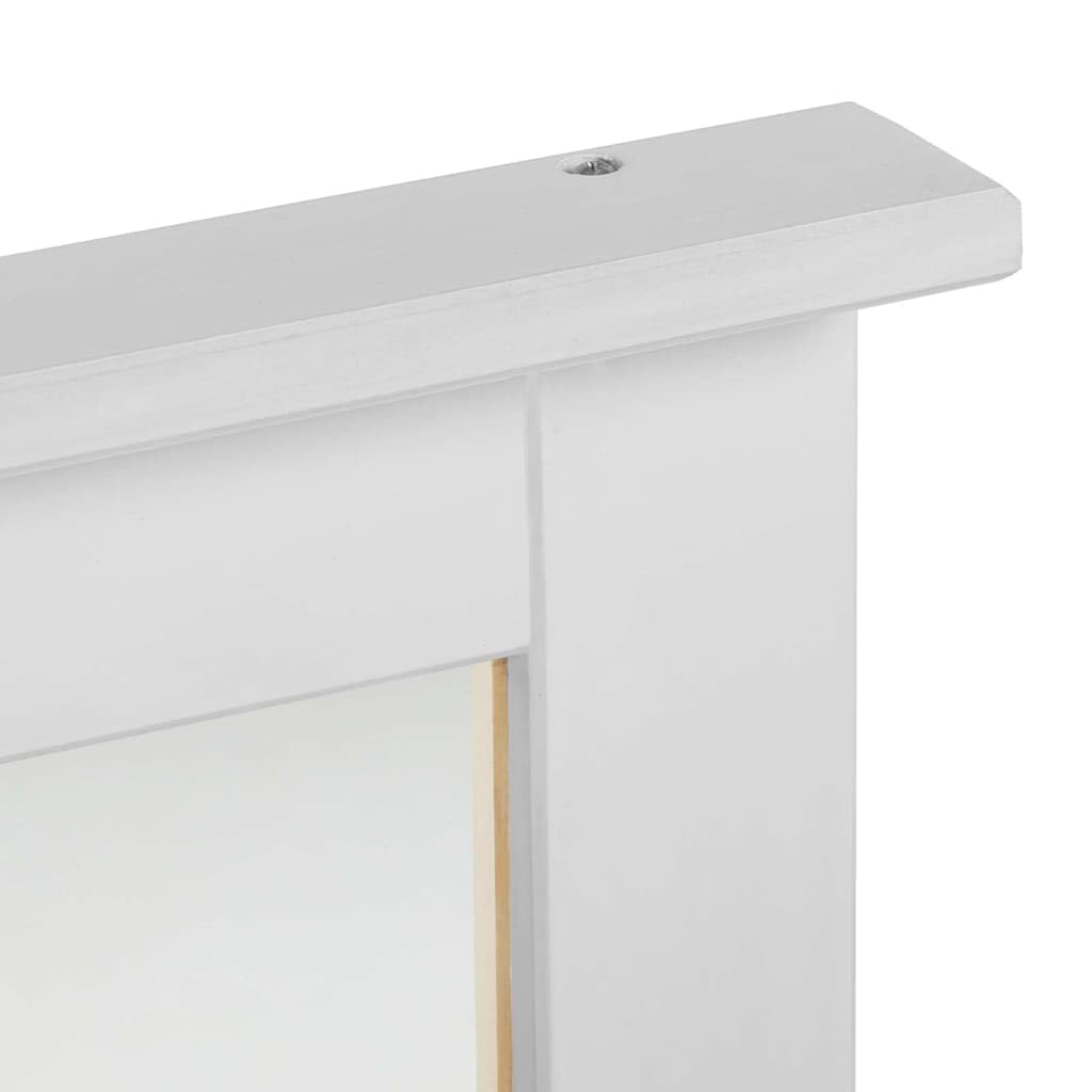 VIGO - Specchio da parete rettangolare in legno massiccio di pino massiccio, bianco, anticato, 55,5 x 5 x 70 cm, con maniglie in metallo, per corridoio, camera da letto, soggiorno, decorazione