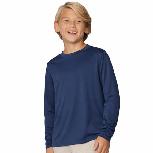 INGEAR Boys Rash Guard Long Sleeve Swim Shirt - Quick Dry UPF 50+, Kids Fishing Shirt, Dry fit Shirts for Boys Sizes XS-XL Navy
