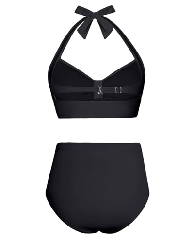 Holipick Women High Waisted Bikini Set Two Piece Swimsuit Tummy Control Bathing Suit Vintage Halter Swimwear3