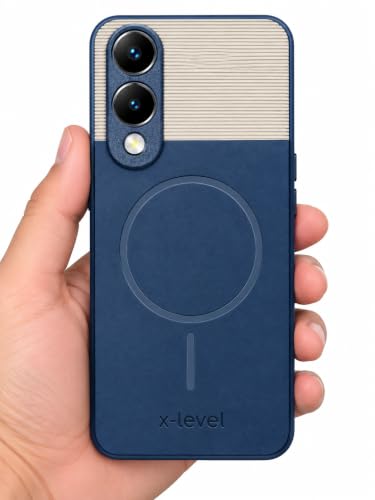 Image of Bintage Mac Safe Design Hard Slim Back Case | Soft Border Camera Protect | Dual PU Leather Finish Back Cover Compatible for Vivo Y17s / Vivo Y28 5G - Royal Blue