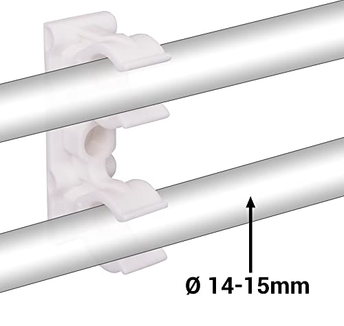 SKIR'CO (10 pcs) Double Pipe Clips, Plastic Clamps for 14-15 mm Pipes, U Type Pipe Clamp, Tubing White Clips, Hose Hangers - Image 3