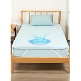【SUNSEIKATU】防水シーツ シングル/セミダブル/ダブル/ファミリーサイズ 対応 敷きパッド マットレスカバー 綿100％ 防ダニ おねしょシーツ 大人用 介護用 ベビー用 シートベッドカバー ベビーシーツ ベッドパッド 四隅強化ゴム付き (5人用280*200cm ブルー 1枚)