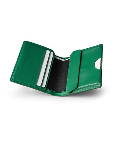 Image of DailyObjects Green Even Bi-Fold Wallet | Men | Premium Design | Full-Grain Leather | Gents Wallet Branded | Handcrafted | Guys | Card Holder | Dedicated Sleeve | Flap Pocket
