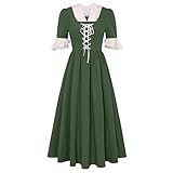 Scarlet Darkness Woman Lady Pioneer Colonial Costume Victorian Peasant Dress with Pockets Olive Green M