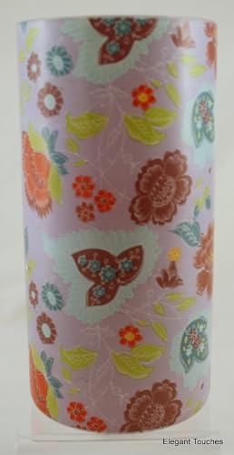 bella Boutique Glass Candle Holder - Purple Floral