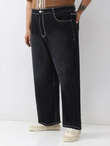 Image of Urbano Plus Men's Loose Baggy Fit Washed Jeans Non-Stretchable