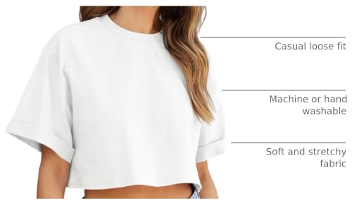 Image of Tankaneo Women Crop T-Shirts Half Sleeve Drop Shoulder Cropped Tops Y2K Casual Summer Basic Tees