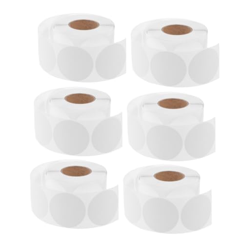 HOMSFOU 6 ロール巻白色ラウンドシール 強粘着密封ラベル 手書き可能 封筒 梱包用 業務用 人整理に