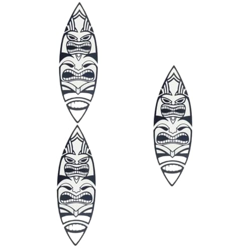 PRETYZOOM 3 Pezzi Di Decorazioni Tropicali Da Parete in Legno Maschera Ornamentale Artigianale Per Casa Camera Da Letto E Bagno