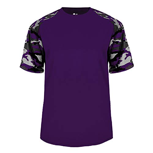 Badger Sport Purple Camo Sleeve Youth Large