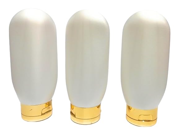 SHREE MAHA empty travel toiletries Squeeze Gold Metalised Tube, Refillable Leakproof Stand Up Tube for shampoo cosmetic conditioner sunscreen bottle jar container 100 ml Gold Cap (Pack of 6)-image-5