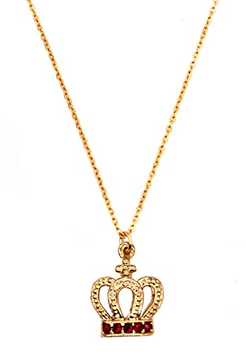 miwaki ネックレス レディース メンズ 王冠 ティアラ モチーフ カラーストーン デザイン ペンダント アクセサリー 金属アレルギー対応 日本製 ゴールド tiara02 レッド