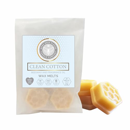 Image of Clean Cotton Beeswax Melts, 60g - Non-Toxic, Locally-Sourced Sustainable Beeswax, Premium Oils