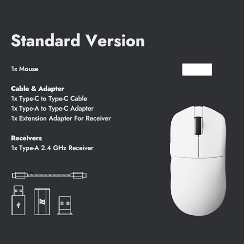 Image of LEMOKEY G1 8K Wireless Bluetooth 5.1 /2.4 GHz /Wired Optical Mouse, Ultra-Lightweight 55g Programmable PixArt 3395 Sensor with up to 26,000 /30000 DPI / 650 /750 IPS for Windows Mac Linux - White