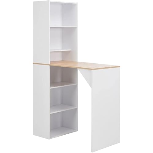 vidaXL Bar Table with Cabinet White 45.28"x23.23"x78.74"