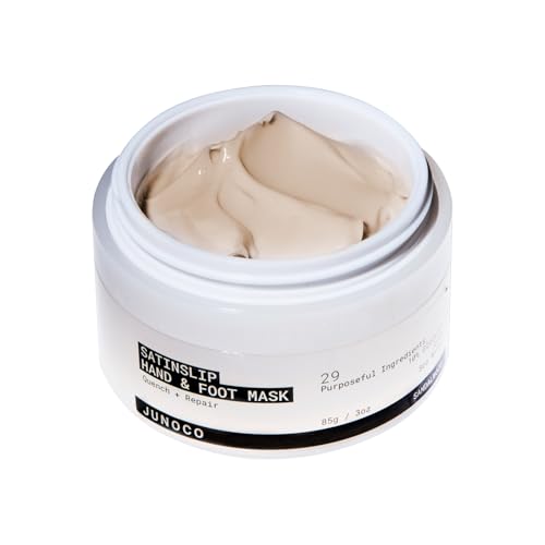 JUNO & Co. Satinslip Hand & Foot Mask Overnight Hand & Foot Cream for Dry Skin Crme-to-Oil Treatment with Urea 10% Glycerin & Sea Water Warm Sandalwood 3oz
