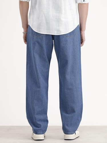 Image of WROGN Men's Cotton Jeans | Mid Rise | Loose Fit