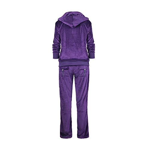 Image of LeeHanTon Womens Jogging Suits Sets Running Velour Outfit Zipper Warm Up 2 Pieces Hoodie and Pant Tracksuit