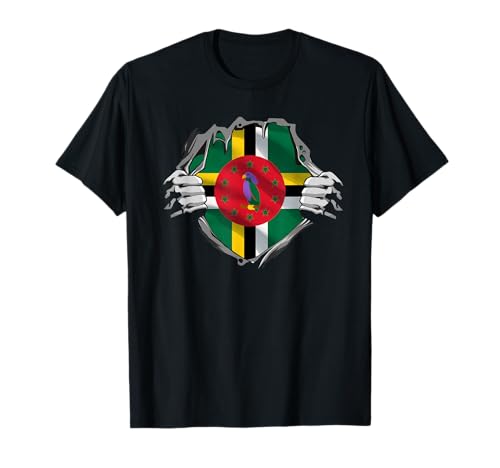 Lustige Dominica Flagge Land Nordamerika T-Shirt