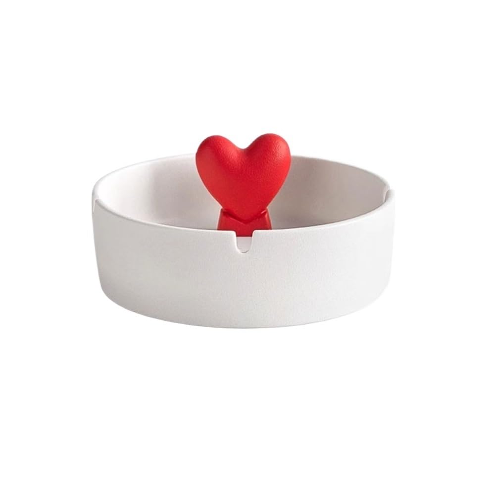 Indoor Decorative Ceramic Ashtray Tabletop Round for Living Room Coffee Home Office Tablee Indoor Outdoor Use for Desktop(White)