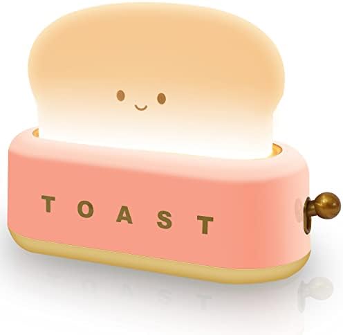 Toaster Lamp Toast Night Light For Kids Cute Toast Lamp Dimmable Portable Adjustable Brightness Rechargeable Led Bread Nightlight With Timer Children Toddler Nursery Girls Bedroom Kawaii Toast light