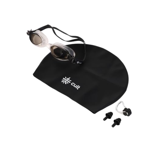 Image of Cult All-in-One Swimming Kit for Beginners & Intermediate Swimmers | Goggles, Silicone Swim Cap, Nose Clip & Earplugs | Comfortable & Durable Swim Gear Set for Adults & Teens