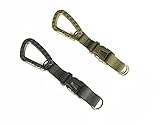 Toasis Tactical Key Ring Holder Gear Keychain Clip Nylon Webbing Quick Release Buckle Molle Bag Attachments, Black & Olive-2pcs, Medium