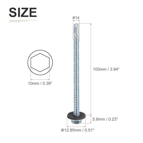 Tornillos autorroscantes hexagonal 14x4 con arandela EPDM 25 unidades miniatura 2