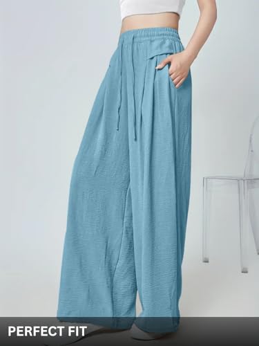 Image of GRECIILOOKS High Waist Polycotton Trousers for Women - Flared Parachute Pants with Side Pockets | Casual Travel Cargo Pants (Available in Plus Size and Value Pack)