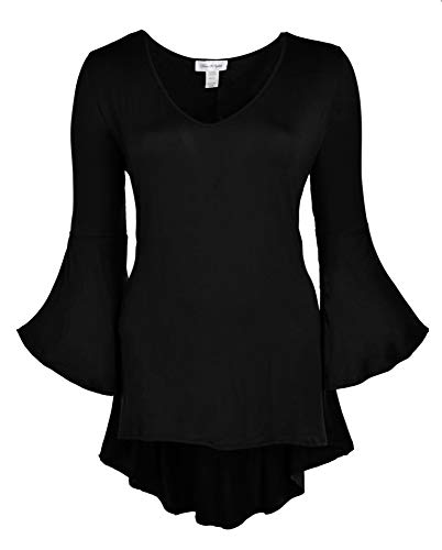 Dare2BStylish Women Plus Size High Low Bell Sleeve Gothic Blouse Tunic Top