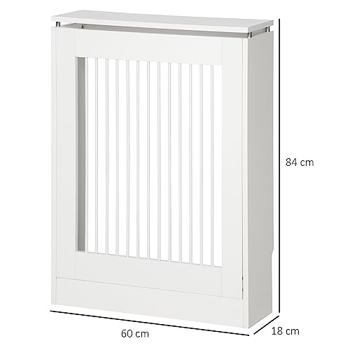 HOMCOM Cubierta de Radiador Cubre Radiador Moderno Pintado de MDF con Estante Superior para Salón Dormitorio Oficina 60x18x84 cm Blanco - imagen 7