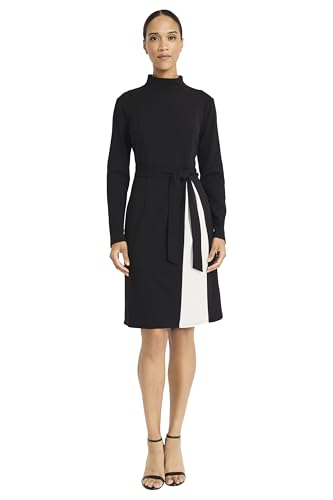 Maggy London Women's Sophisticated Mock Neck Long Sleeve A-line-Stretch Fabric Panel Detail-Special Occasion Cocktail Dress
