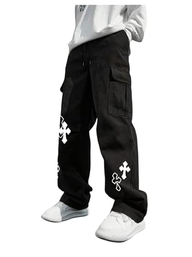 SOLY HUX Men's Y2k Gothic Straight Leg Baggy Cargo Pants with Pocket Hip Hop Outfit Streetwear - Main Image