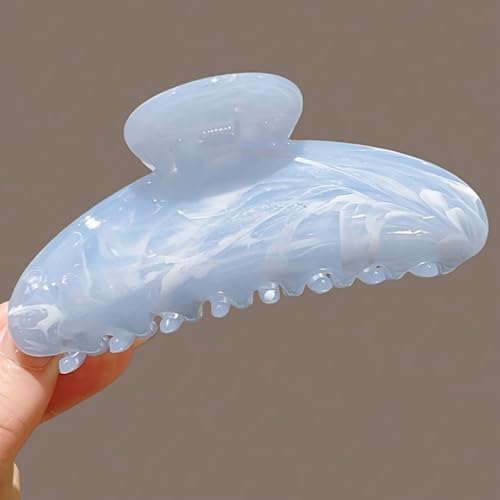 Blue Marble Hair Claw Clips 1 PC Large Elegant Hair Clips Sky Blue Acetate Acrylic Claw Clip Daily Strong Hold Nonslip Marble Streamer Cloud Hair Barrettes for Women Girl Creative Hair Accessories