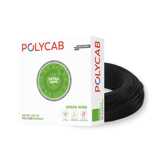Polycab MAXIMA+ Green wire 1sqmm 90M coil | Low smoke | low halogen | Energy saving | Heat resistant | Rodent protection | Eco friendly housewire [Black]