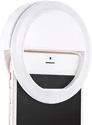 Anel Luminoso Mini Ring Light para Celular com Clipe – Luz LED para Selfie, Vídeo e Foto, Compatível com Todos os Modelos (BRANCO)