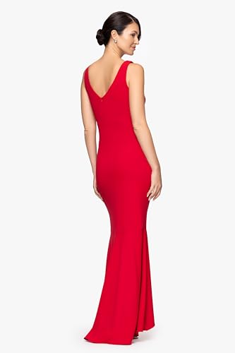 Image of Betsy & Adam Women's Xscape Women's Halter Mock Neck Ruffle Knee Length Dress